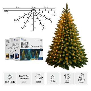 Vianočné LED reťaze s prstencom 352 žiaroviek, 16×2,2 m 