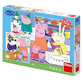 Puzzle - Peppa Pig: Veselé odpoledne 3 × 55 dielikov 