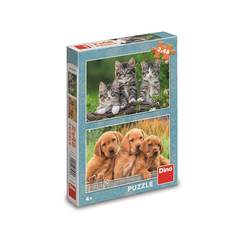 Puzzle - Psi a kočky 2x48