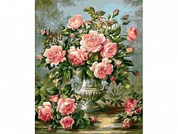 Malování podle čísel - Kytice růžových růží - 40x50 cm