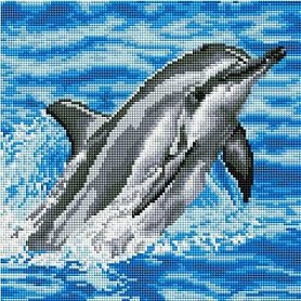 Diamantové malování - Delfín nad hladinou - 30x30cm