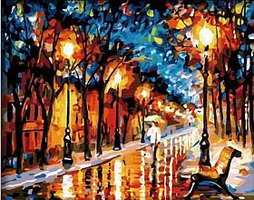 Maľovanie podľa čísel - Městský park v noci - 40 × 50 cm