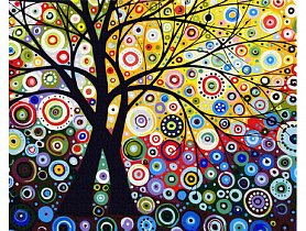 Malování podle čísel - Stromy štěstí II - 50x65 cm