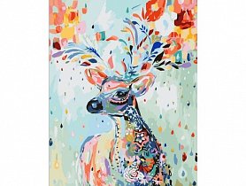 Malování podle čísel - Květinový jelen - barevný - 40x50 cm