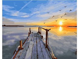 Malování podle čísel - Západ slunce u jezera - 40x50 cm