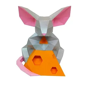 Papierový model 3D - myš se sýrem