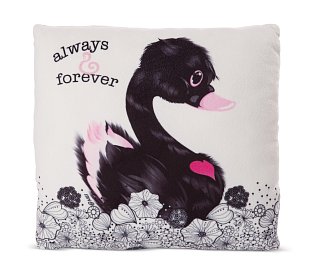 Plyšový vankúš Love Čierna Labuť 30 × 30 cm 