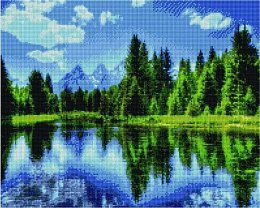 Diamantové malování - Lesní jezero - 40x50 cm