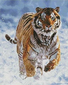 Diamantové malování - Tygr v pohybu - 40x50cm