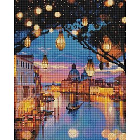 Diamantové maľovanie - Lampiónky nad Benátkami - 40 × 50 cm