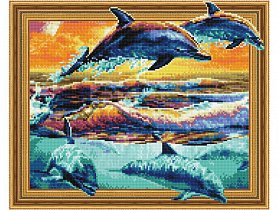 Diamantové malování -  Delfíni 3D - 40x50 cm