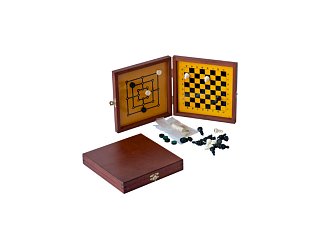 Magnetické mini šachy v drevenej krabičke farbené + mlynček