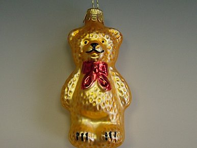 Medvedík zlatý s červenou mašľou