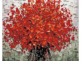 Diamantové malování - Červená kytice - 40x50 cm